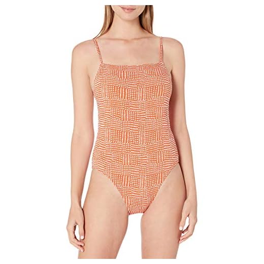 Seafolly Women's Square Neck Maillot One Piece Swimsuit, Spotted Pumpkin, 4 US