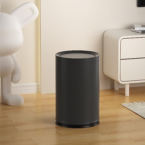Caneca de basura negra para baño 2.4 gal con tapa y doble cubeta miniatura 2