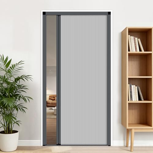Image of Folding Doors Concertina Doors Internal Living Space Folding Gate with Handle Waterproof and Heat Insulation Space Saving for Kitchens/Closet Customizable(Grey - W×H:130×203cm)