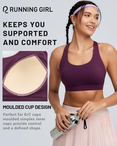 Image of RUNNING GIRL Sports Bra for Women High Support, Molded Cup High Impact Sports Bras with Sewn in Pads Workout Running Bra