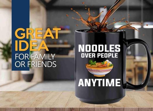 Ramen Coffee Mug 15oz Black -Noodles over people - Food Lovers chicken pumpkin vegan pantry spicy noodles, BHUGSLEADER8526 image 2