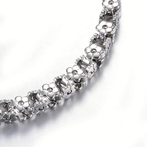 LZD 304 Stainless Steel Bracelet Flower Stainless Steel 9" Inch Lobster Clasp P2892