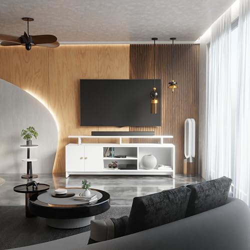 Image of Modern TV Unit for Living Room | TV Stand Table | TV Cabinet | TV Table | Living Room Furniture for Home | Assembly-DIY | Color-White