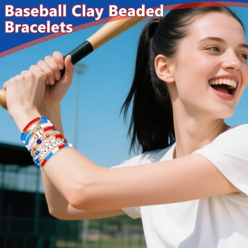 Baseball Clay Beaded Stretch Bracelets, Game Day Friendship Baseball Sport Fan Bracelet for for Sports Game Team Coach Mom Women Men Jewelry Accessories Gifts2