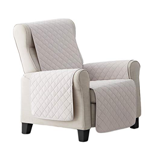 BESTCOVERS Zweifarbig Sesselüberwürf Sesselschoner Schonbezug Sesselschutz Schutzbezug Made in Spain Sessel Schoner Sofabezug Sofaschonbezug Sofa Überwurf Sofa Überdecke (Creme / Beige, 1 Sitzer) Cover