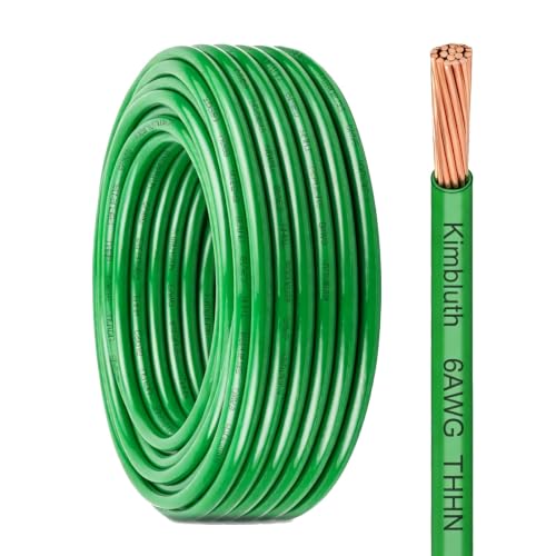 THHN Wire 6 Gauge 75 FT Stranded Copper Wire, Green