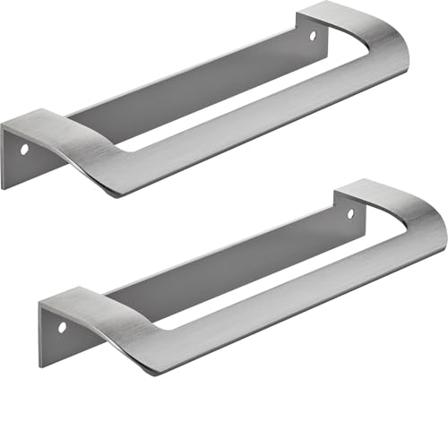 2 x Poignée de Meuble LYS BA 160 mm Acier Inoxydable aspect Mat Poignée design Poignée de Tiroir Poignée de Cuisine Poignée de Porte Pliante de JUNKER DESIGN