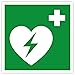 Produktbild Aufkleber Rettungszeichen "(AED) Automatisierter Externer Defibrillator" Symbol Schild 5-40cm Folie selbstklebend nach ISO 7010 made by MBS-SIGNS in Germany, Größen Name: 10x10cm