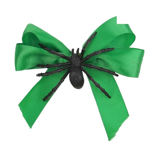 Image of Havilah Halloween Hair Clip 2 Pcs - Spider Bow Accessory for Cosplay Cute Side Clip Unique Bangs Clip - Green