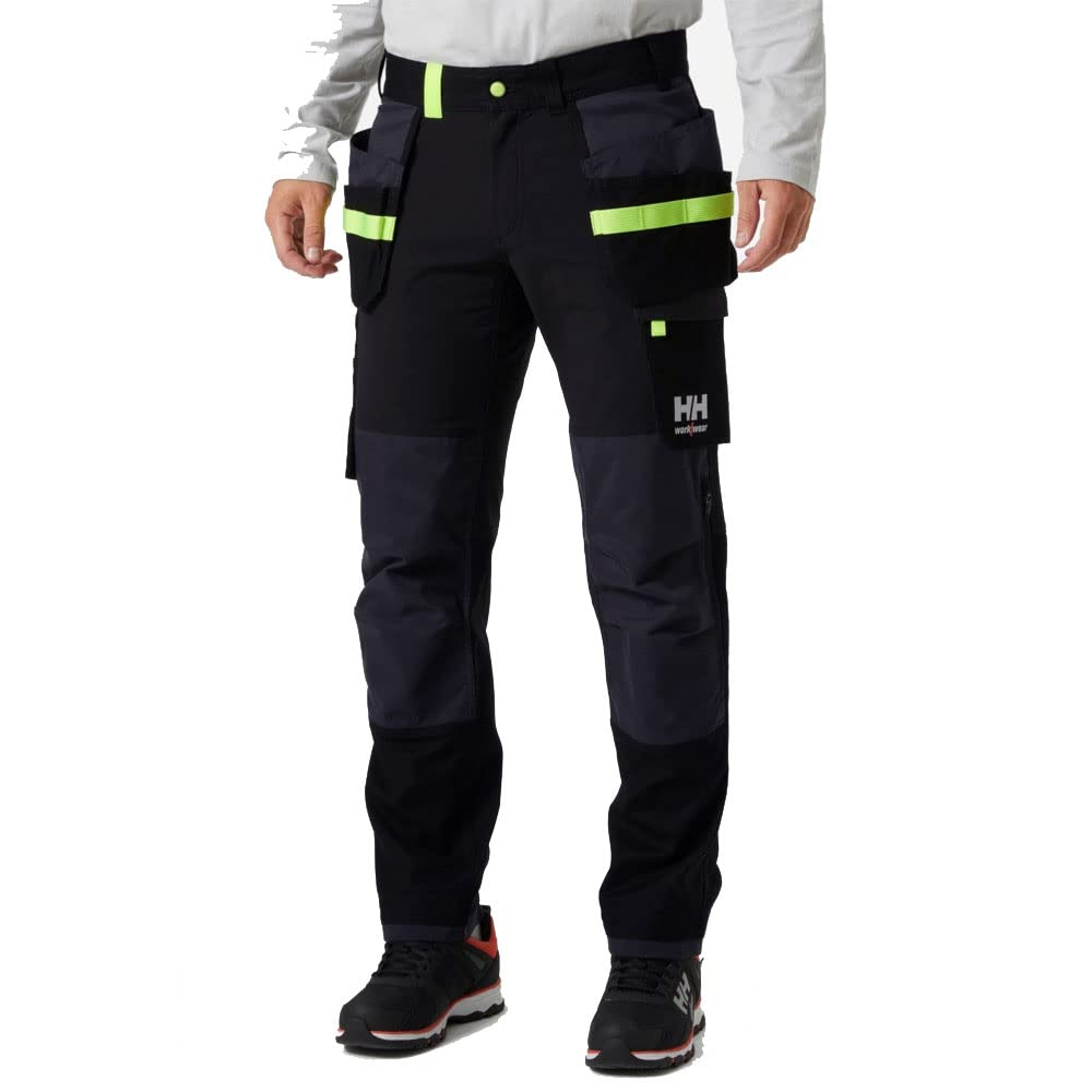 Helly Hansen Black/Ebony 77405 Oxford 4-Way Stretch Construction Work Pant Trouser / Grey