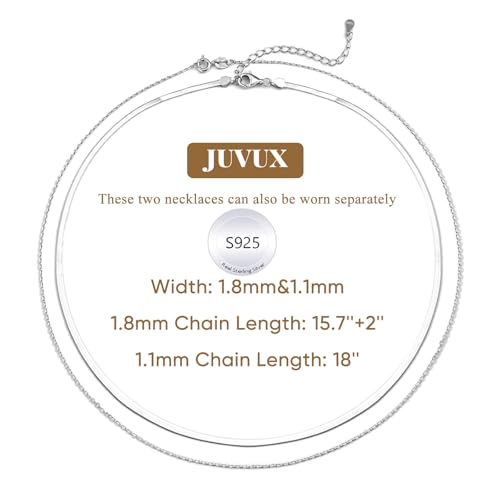 S925 Sterling Silver Layered Chain Necklaces for Women - 18K White Gold Plated Dainty Herringbone Necklace Trendy Stacked Jewelry, Hypoallergenic Gift for Birthday Anniversary Mother's Day2