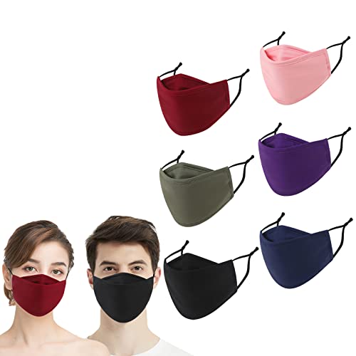 6PCS Face Mask Reusable, Breathable Washable & Cloth Face Mask 4 Layer 4D Adults Face Mask with Nose Wire, Cotton Adjustable Face Mask for Women Men