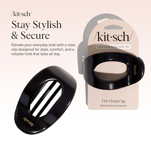 image for Kitsch Large Flat Claw Clips for Women - Stylish Flat Hair Clips, Stro