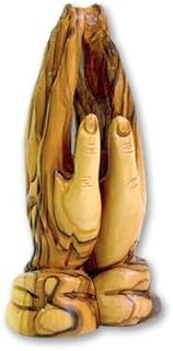 Holy Land Market Olive Wood Hand Carved Praying Hands from Bethlehem (4.5 Inches)