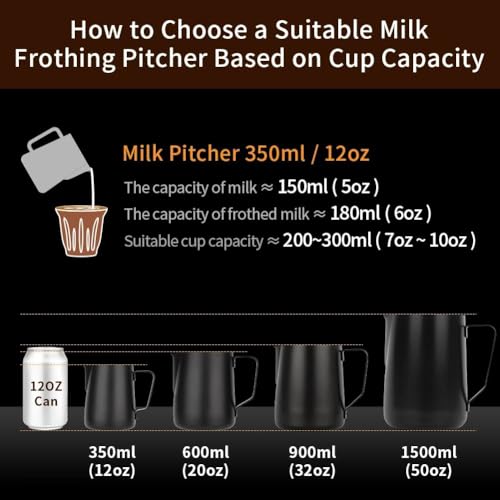 Image of watchget Stainless Steel Milk Frothing Pitcher 20oz /600ml | Espresso Steaming Pitcher for Cappuccino, Latte Art, Coffee Machine Accessories Milk Jug Coffee Frother Cup, Silver