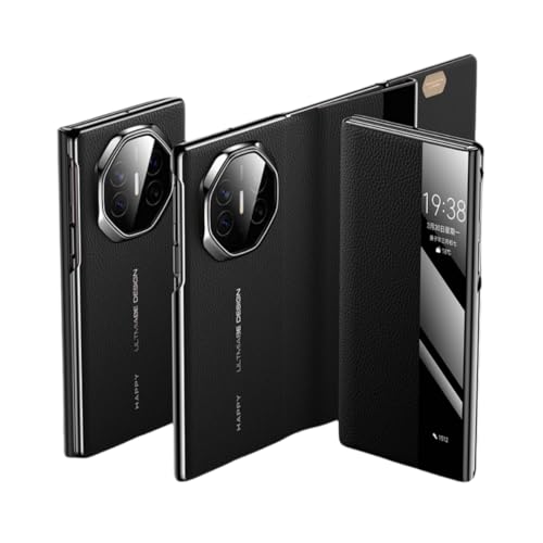 ���v Huawei MateXT �{�v�g�ѓd�b�P�[�X�A�����^ Mate XT �O�܂�X�}�[�g���U�[�P�[�X �}�e�L�X�g�A�t���b�v�t���[�ʘb�����A�X�^�b�N�X�N���[���n�C�G���h�r�W�l�X�g�ѓd�b �P�[�X (�u���b�N, HUAWEI Mate XT)