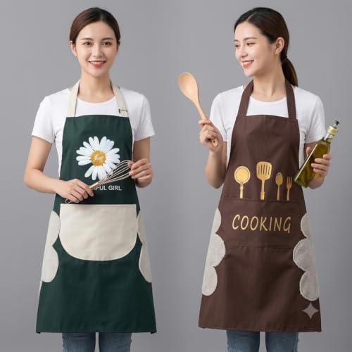 Image of HROY Kitchen Apron for Women & Men with Pocket & Side Towel
