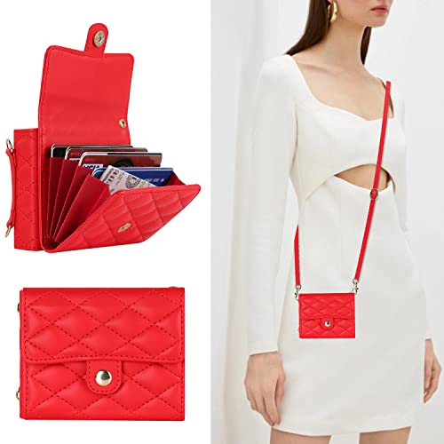 Image of for Samsung Galaxy Z Flip 7 Accordion Crossbody Wallet Case, 4 Card Slots, RFID Blocking, and Adjustable Strap - Stylish and Versatile Accessory.(Red)