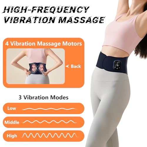 Back Massager Belt Cordless,Cordless Heating Pad for Back Pain Relief,3 Vibration Electric Massager,6 Heat,Present for Women Men Mom Dad