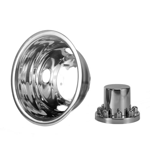 Image of 4pcs 16 inch Polished 304 Stainless Steel Wheel Simulators for F350 /E350 /E450 | Dually 8 Lug 4 Hand Hole,Screw-on Hub Cap Skins Liners Covers, Fit 74-00 Chevy GMC 3500, Fit 74-98 F350, Fit 08-21 E350 /E450