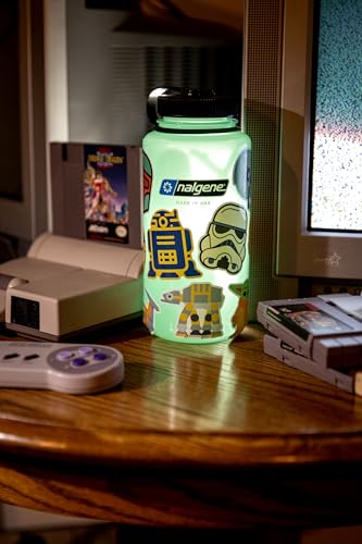 Image of Nalgene Wide Mouth Water Bottle | BPA-Free, Durable & Leak Proof, Lightweight Bottle for Hiking & Gym, Work & Travel, Glow Green, 32 Ounces (Pack of 6)