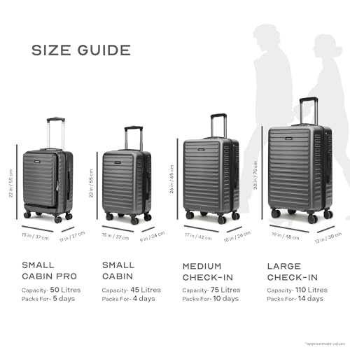 Image of Assembly Large Check-in Suitcase with 3 Packing Cubes & TSA Lock, Durable Polycarbonate Hard Shell Luggage for Adventure Travel, Grey, 28-Inch