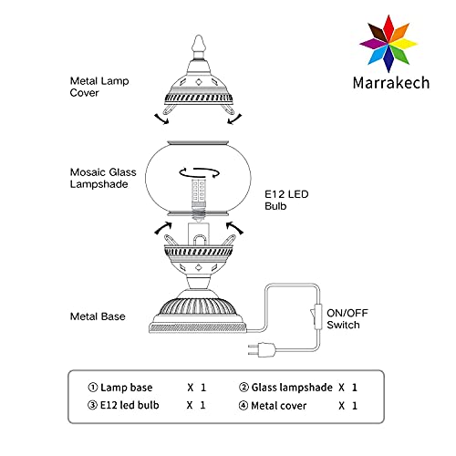 Anton Turkish Moroccan Mosaic Lamp Bedside Table Lamp Night Lights With Bronze Base #TOP6