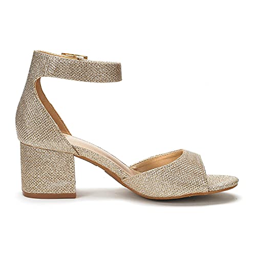 Image of DREAM PAIRS Women's Chunky Heel Sandal | 2.2 inch chunky block heels,open toe with ankle strap buckle, classic comfortable heeled sandals,wedding party dress shoes