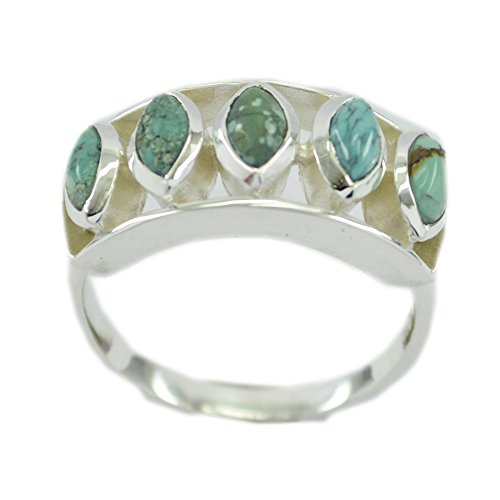 Bague mariage turquoise naturelle ajustable taille H à Z contre l'inconfort