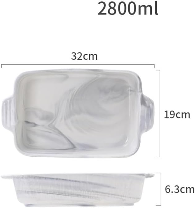 Casserole Dish 1400ML/2800ML Ceramic Double Ear Oven Baking Plate Curry Rice Pasta Large Deep(32cm)