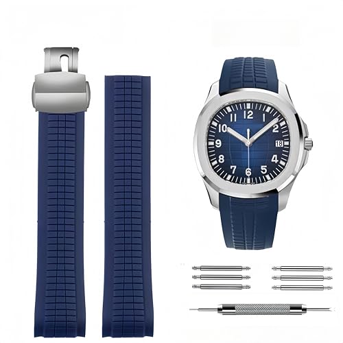 [�T�C�����g�D] PATEX PHILIPPE Aquanaut 5164/5167�p21mm���v�X�g���b�v�V���R���S���������p���v�o���h�_�u�����b�N���t�H�[���h�I�[�o�[�N���X�v�t���_�炩���G���K���g�Ȓj���p���X�g�o���h (DARK BLUE)