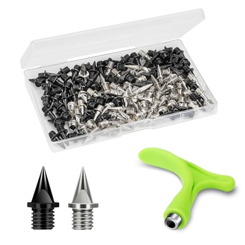 Nuolifee 3/8 Inch Track Spikes, 120 Pcs 9.5mm Alloy Steel Shoe Spikes Replacements and Spike Wrench for Sports Running Track Shoes