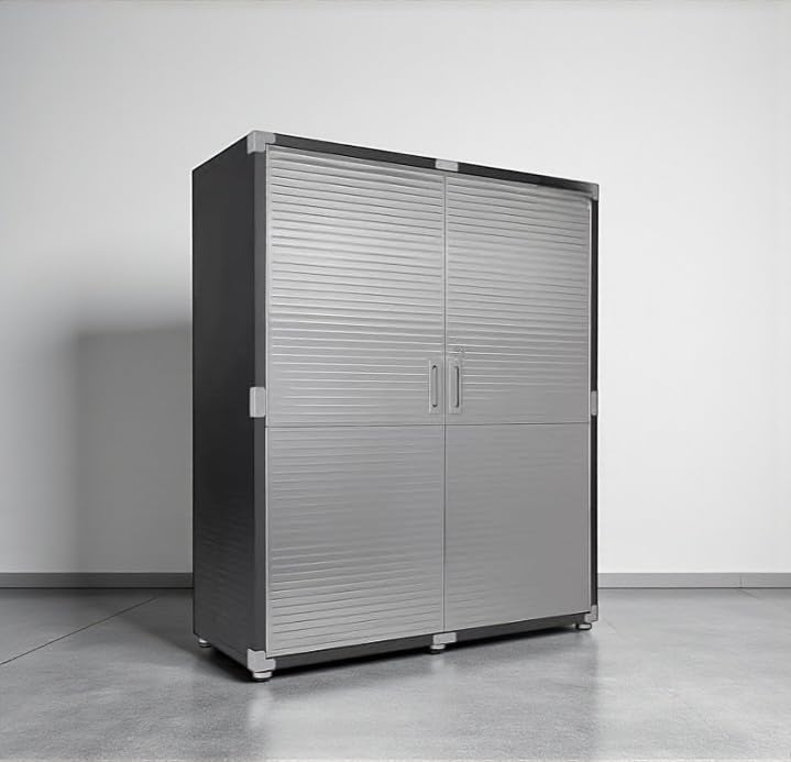 Solid Stainless Steel Lockable Extra Wide MEGA Storage Cabinet, 60" W x 24" D x 72" H (Satin Graphite)