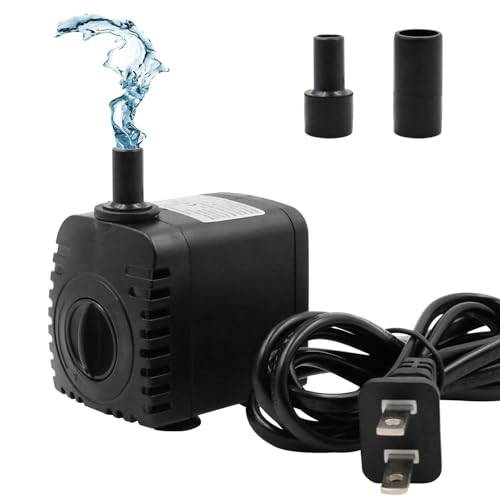 KKLM 水中ポンプ 小型 ウォーターポンプ 2つのノズル 電動ウォーターポンプ 流量調整可能 2つのノズル付き 水流循環ポンプ 省エネ 静音設計 IP68防水 100V 600L/H 最大噴水高さ1.2m 水槽潜水用 水換えポンプ 水耕栽培 水族館 養殖場適用