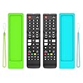 (2+2 Packs) Replacement Remote Control No Setup Fit Samsung TV Remote with Anti-Lost Soft Protective Silicone Cover Case Green & Blue Compatible with Samsung LCD LED HDTV 3D Smart TVs Models