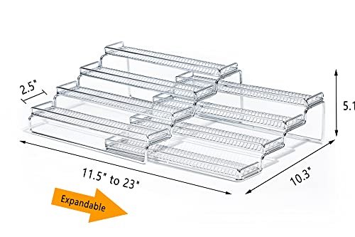 GONGSHI Spice Rack Organizer for Cabinet, 4 Tier Seasoning Organizer, Expandable Shelf,Step Storage Holder, Kitchen Cabinet Countertop,with Protection Railing, Metal (Chrome2 PC)