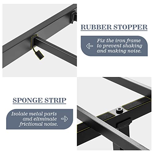 Allewie Heavy Duty Queen Size Platform Bed Frame With Headboard, Metal Slats Support Mattress Foundation, No Box Spring Needed, Under Bed For Storage, Easy Assembly, Noise-Free, Black #TOP5