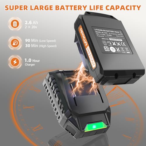 Image of Leaf Blower, Leaf Blower Cordless with 2 * 2.6AH Batteries and Fast Charger, 450CFM &150MPH and 2 Speed Mode, Lightweight Electric Leaf Blowers for Lawn, Yard, Leaves, Dust Care (Orange)