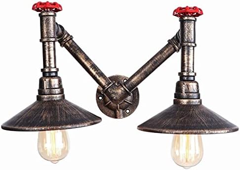 シンプルでクールなウォールランププ ウォールランプヴィンテージm型鉄塗装ウォールランプ産業アンティークエジソン2ライトe27屋内ウォーターパイプ壁ライト スチームパンク鍛造アイアンホテル廊下 階段の燭台固定具 キャンドルウォールライト Color Brown Rust