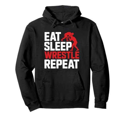 Eat Sleep Wrestle Repeat, Funny Wrestler Workout Sweat à Capuche