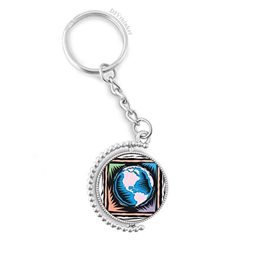 Llavero de la Tierra Mexicana azul: accesorio de grabado rotativo con cadena Pilgrim