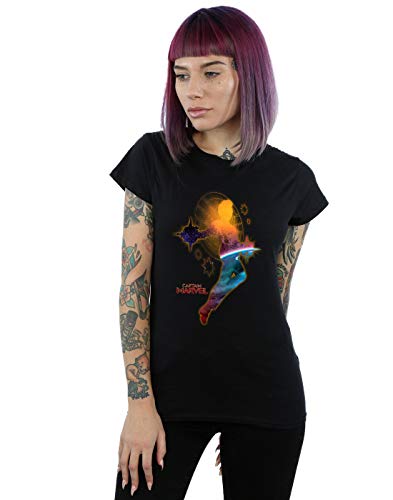 Marvel Women's Captain Marvel Nebula Flight T-Shirt Black X-Large