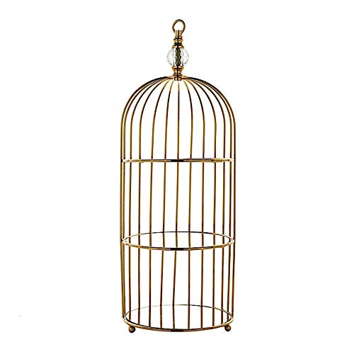 22-Inch Gold 3 Tier Metal Mirror Glass Hanging Bird Cage Dessert Cupcake Stand Wedding Reception Party Table Decorations