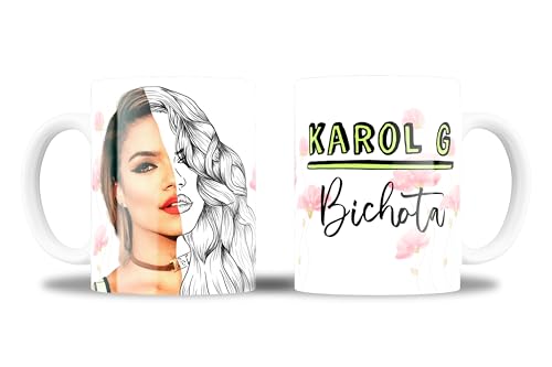 Taza Bichota Regueton - Taza Inspirada en la Estrella del Reguetón KG - Regalo Original para fans de la música Regueton | Cerámica 350ml (Bichota)