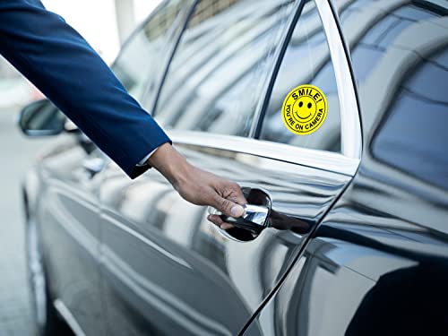 (Set Of 5) Smile You're On Camera Stickers - 4.5" Circle - Durable Self Adhesive 4 Mil Vinyl - Laminated - Fade & Scratch Resistant - Waterproof - Private Property No Trespassing Cctv Security Recording Video Surveillance Sign #TOP3