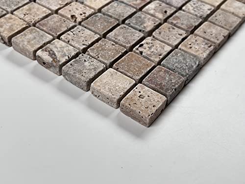 Scabos Travertine Tumbled Square 7/8 Inch Marble Floor And Wall Tile For Kitchen Backsplash, Bathroom Walls, Accent Wall, Swimming Pool, Fireplace Surround (1) #TOP3