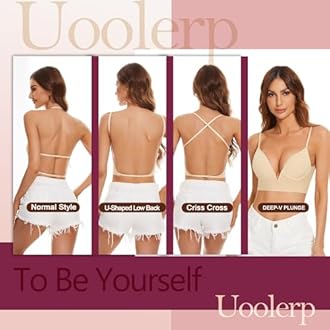 Women Low Back Bras-Invisible Backless Bra-Seamless Secret Plunge No Show Bra Multiway Low Cut Deep-V Halter Bras