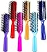Luxxii (Pack 6) 7.5" Plastic Colorful Handle Nylon Bristles Brushes Hair Comb Designed for All Hair Types (Assort Color)