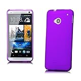 HTC One M7 | Caso de TPU iCues Matt Purple | Transparente lámina protectora caso de la piel Claro Claro gel de silicona transparente de protección [protector de pantalla, incluyendo] Cubierta Cubierta Funda Carcasa Bolsa Cover Case