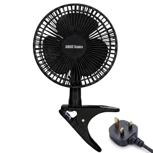 ANSIO 6 Inch Clip On Fan Mini Desk Fan with Clamp Plug in Portable Fan with 2 Speed Settings 360 Rotatable Head & 45 Tilt Adjustment Clip Fan for Bed Desk & Office - Black